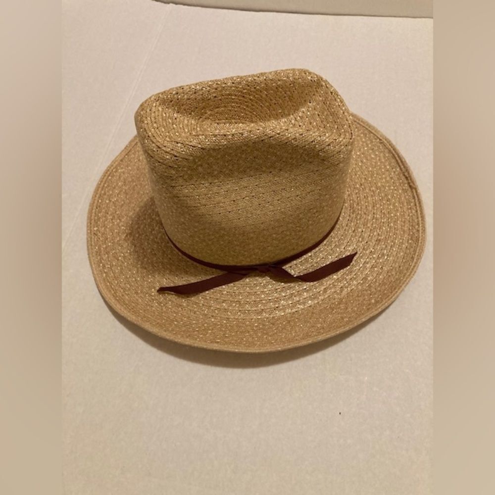 Vintage Children’s Wide-Brimmed Tan Cowboy Hat, Made in USA 20” or 6 3/4 - Picture 3 of 11